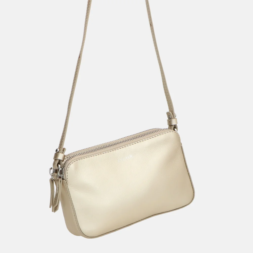 Loulou Essentiels Lisa crossbody tas light gold bij Duifhuizen