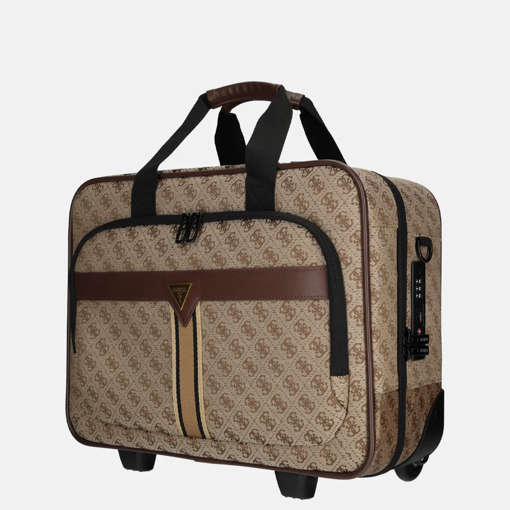 Guess Napoli pilot/business trolley beige/brown bij Duifhuizen