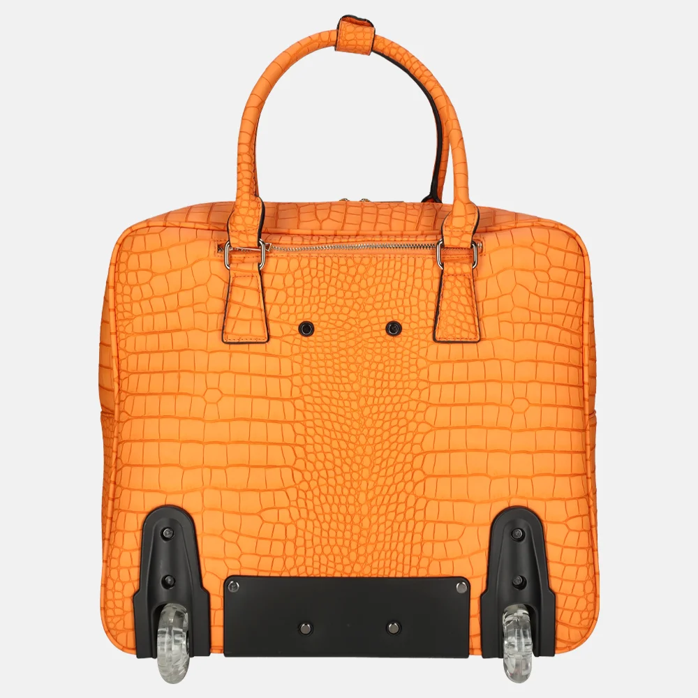 Olivia Lauren Phoebe business trolley croco orange bij Duifhuizen