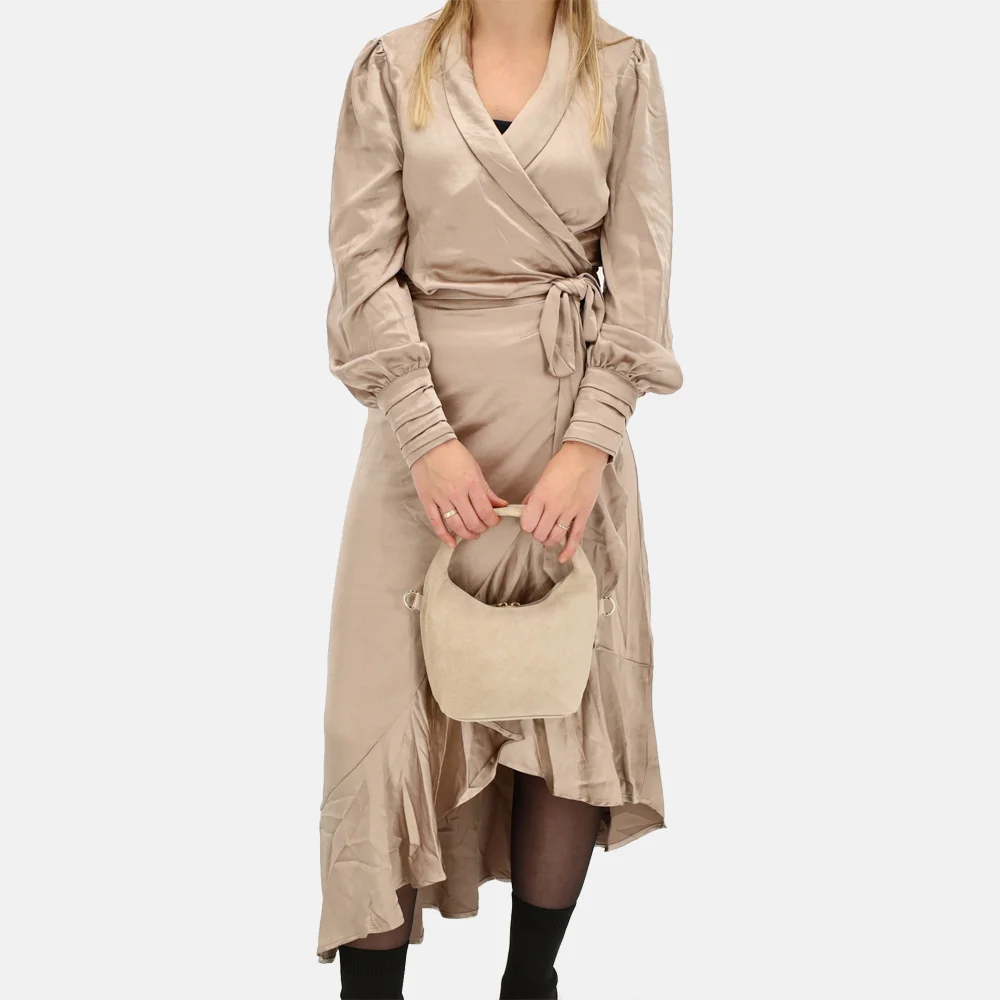 Charm London buideltas suede S beige bij Duifhuizen