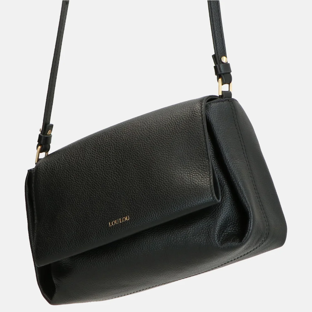 Loulou Essentiels Fleur crossbody tas black bij Duifhuizen