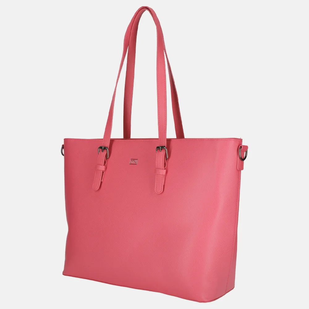 Duifhuizen Saffiano shopper met laptopvak L fuchsia bij Duifhuizen