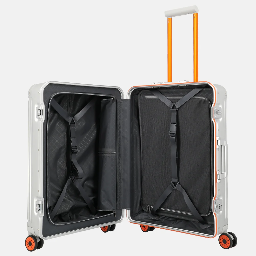 Travelite Next 2.0 reiskoffer 67 cm Limited Edition silver-orange bij Duifhuizen