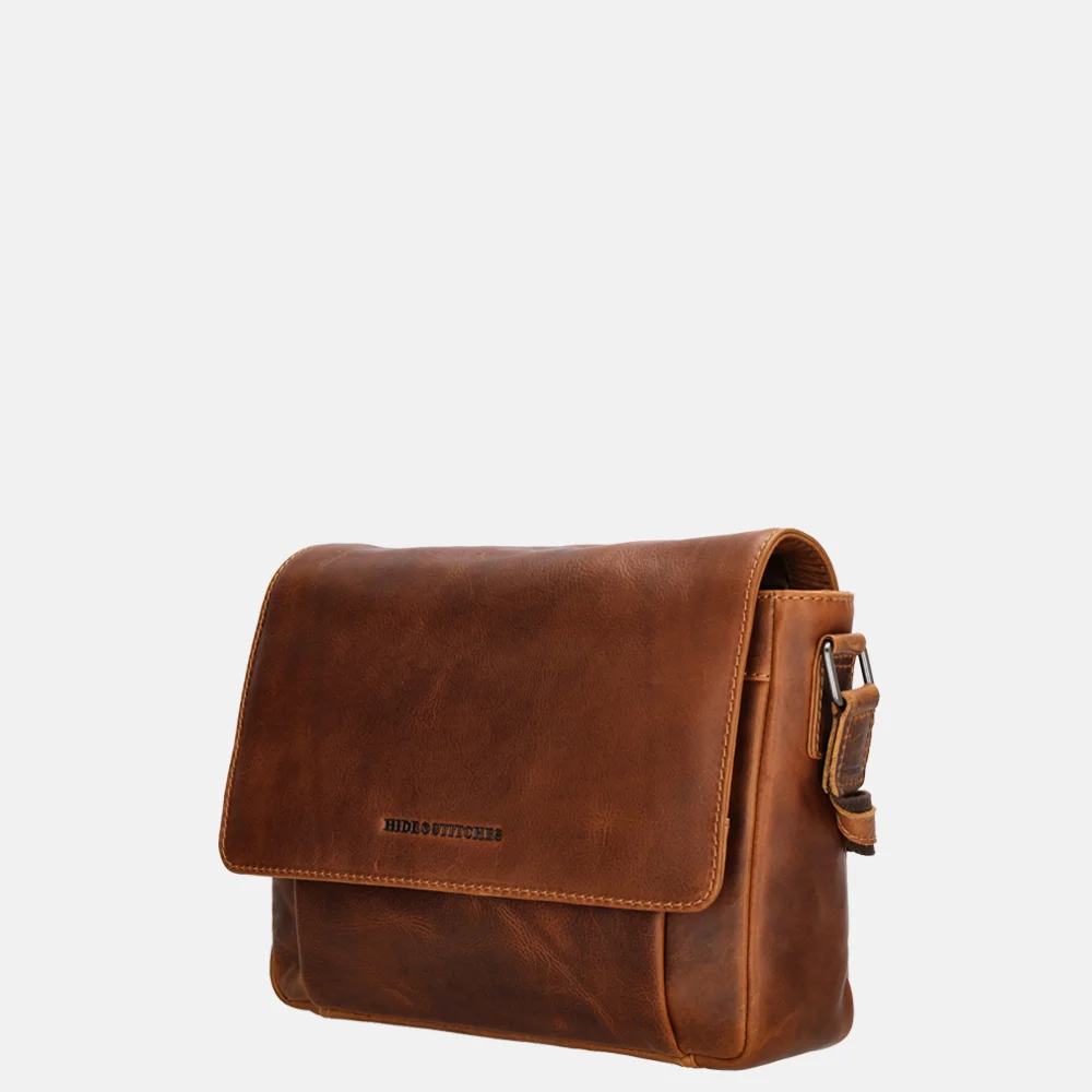 Hide & Stitches crossbody tas cognac bij Duifhuizen