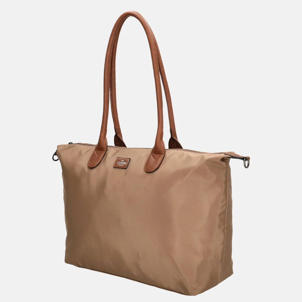 Charm London Buckingham shopper met 15.6 inch laptopvak L taupe bij Duifhuizen