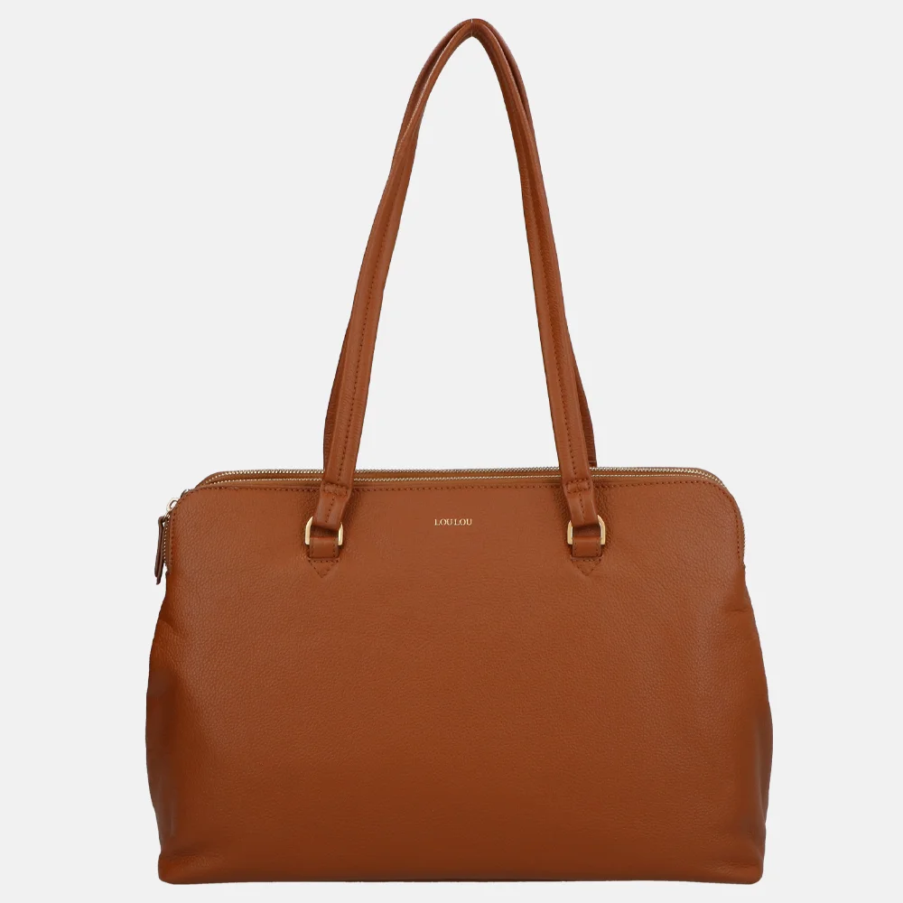 Loulou Essentiels Olivia shopper 15 inch cognac bij Duifhuizen