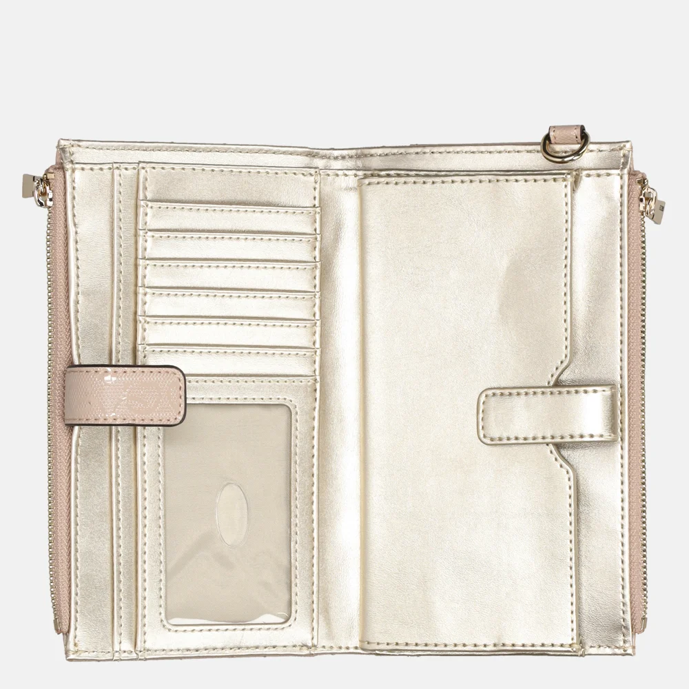 Guess Yarmilla zip organizer portemonnee taupe bij Duifhuizen