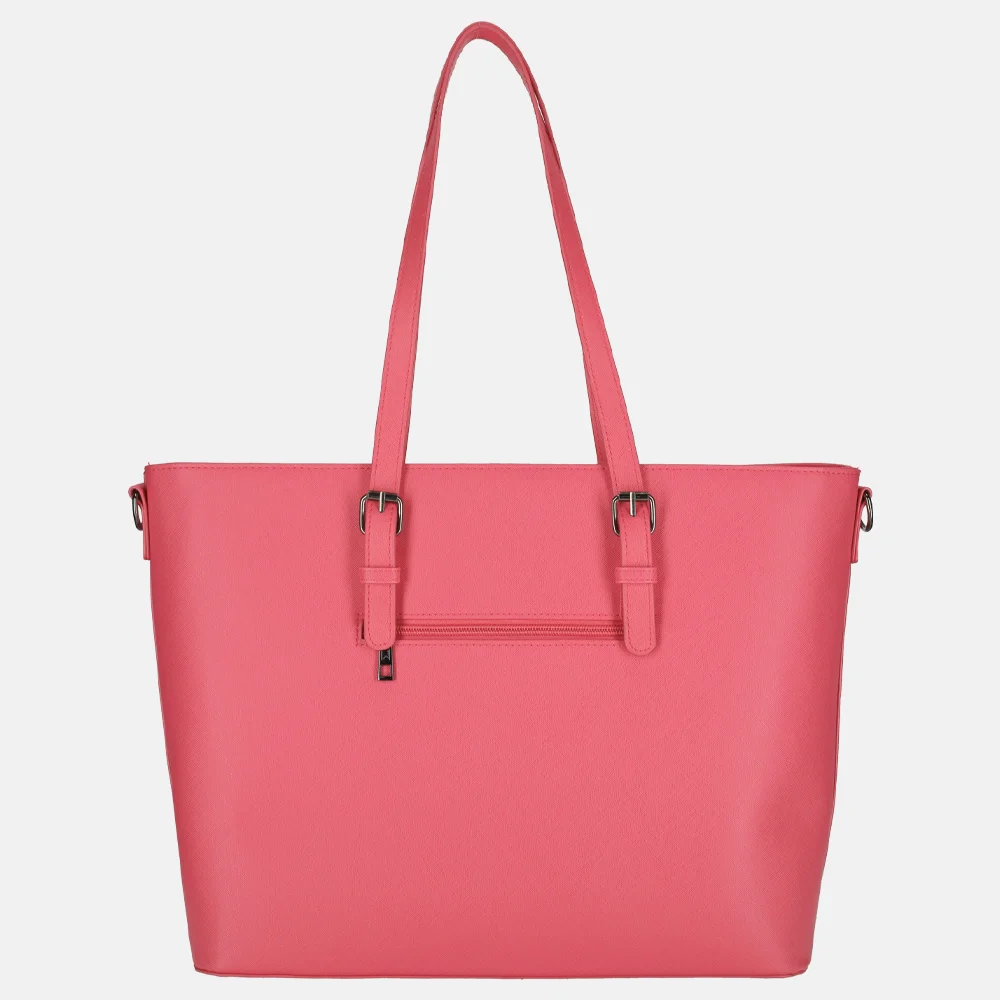 Duifhuizen Saffiano shopper met laptopvak L fuchsia bij Duifhuizen