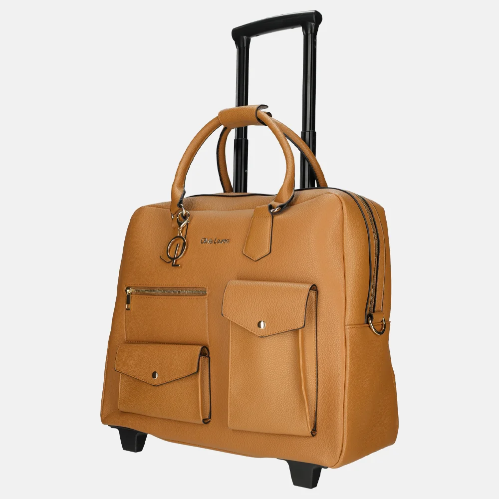 Olivia Lauren Denver business trolley 17 inch cognac bij Duifhuizen