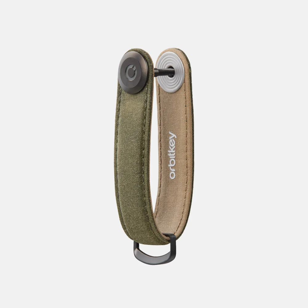 Orbitkey 2.0 Waxed canvas sleuteletui khaki green bij Duifhuizen