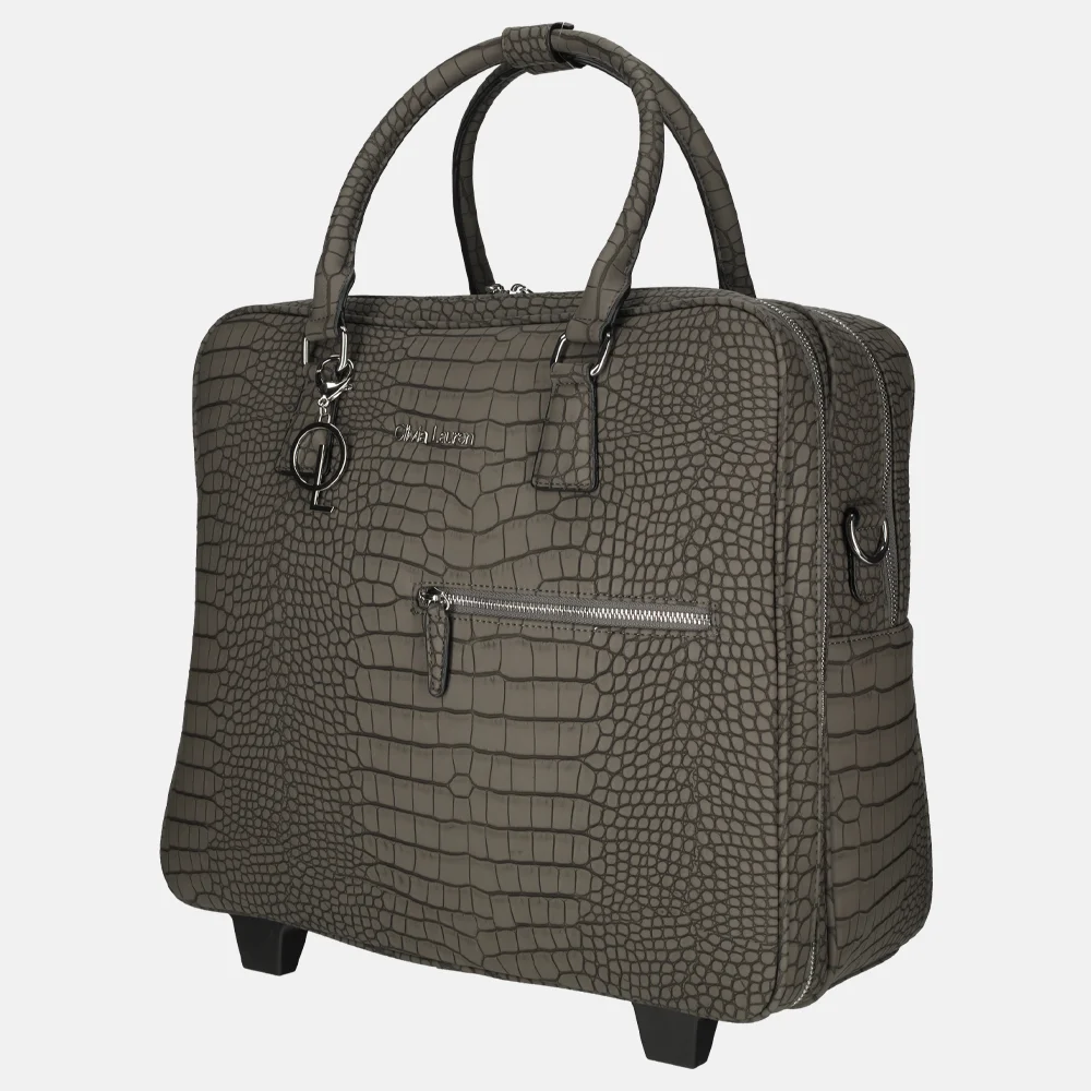 Olivia Lauren Maxine business trolley croco grijs bij Duifhuizen