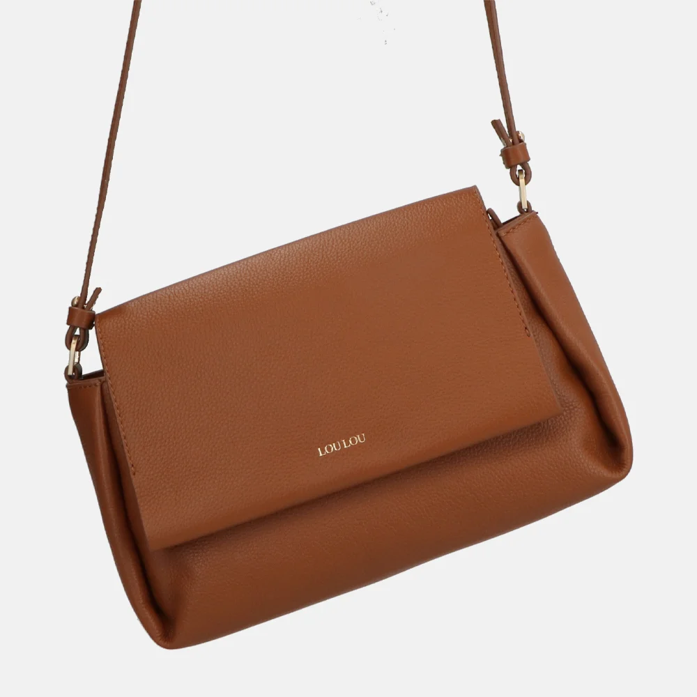 Loulou Essentiels Fleur crossbody tas cognac bij Duifhuizen