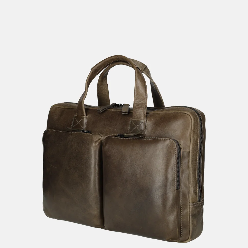 Leonhard Heyden Porto 14 inch laptoptas grey brown bij Duifhuizen