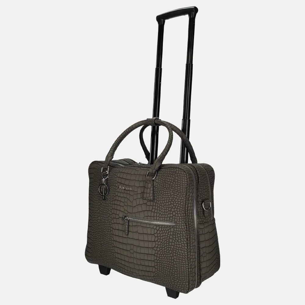 Olivia Lauren Maxine business trolley croco grijs bij Duifhuizen