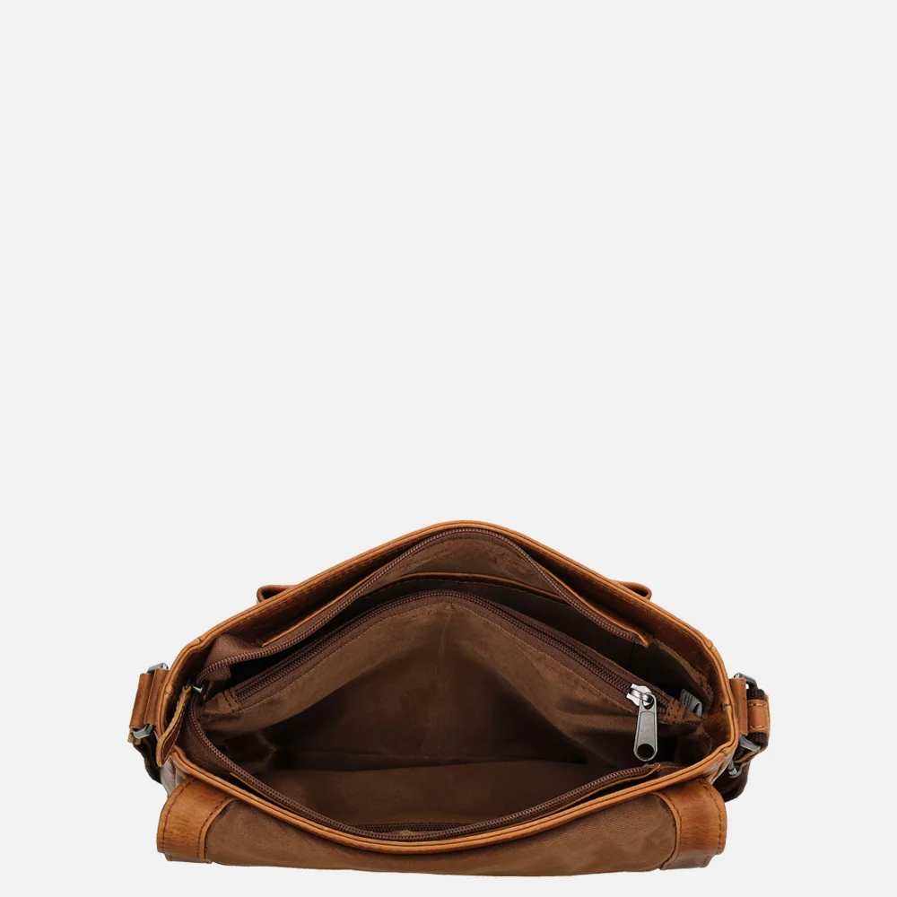 Hide & Stitches crossbody tas cognac bij Duifhuizen