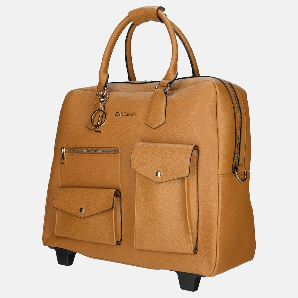 Olivia Lauren Denver business trolley 17 inch cognac bij Duifhuizen