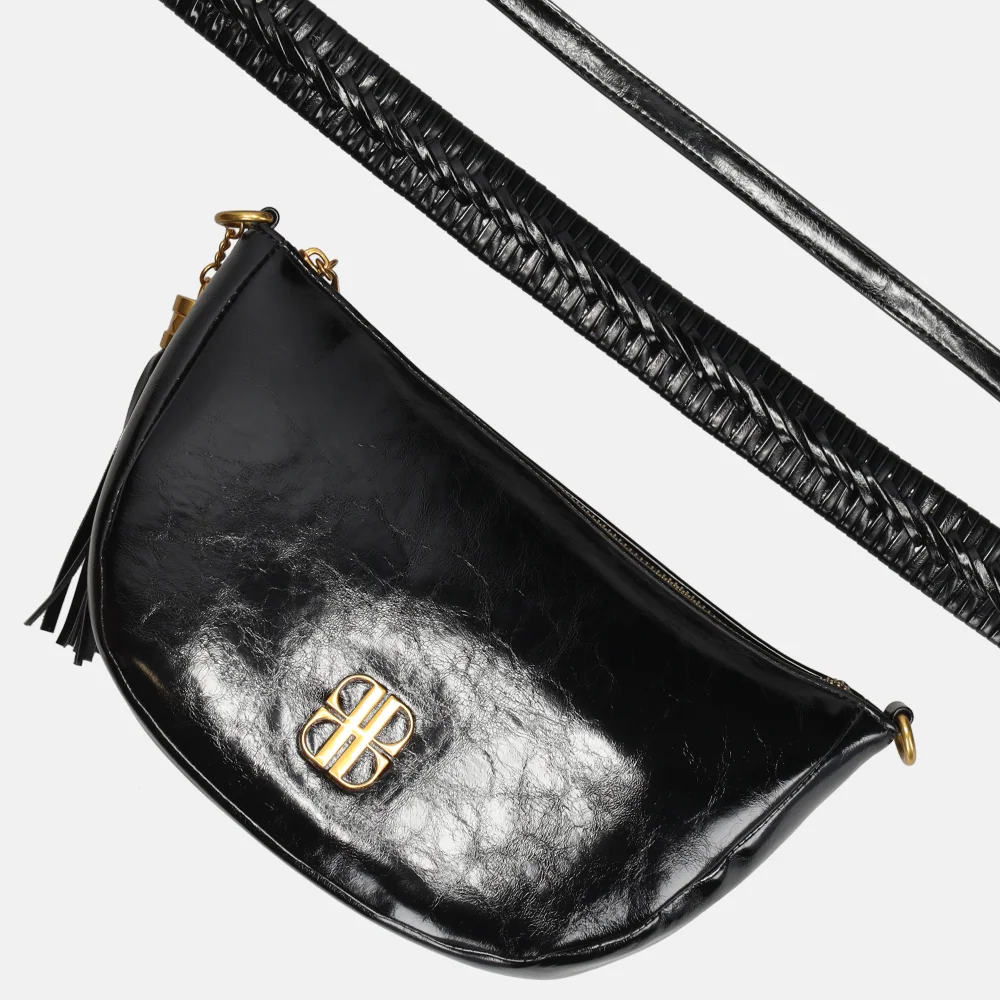 Laurent David crossbody tas vlechtband black bij Duifhuizen