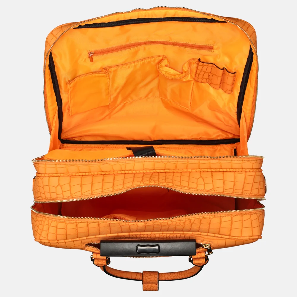 Olivia Lauren Phoebe business trolley croco orange bij Duifhuizen