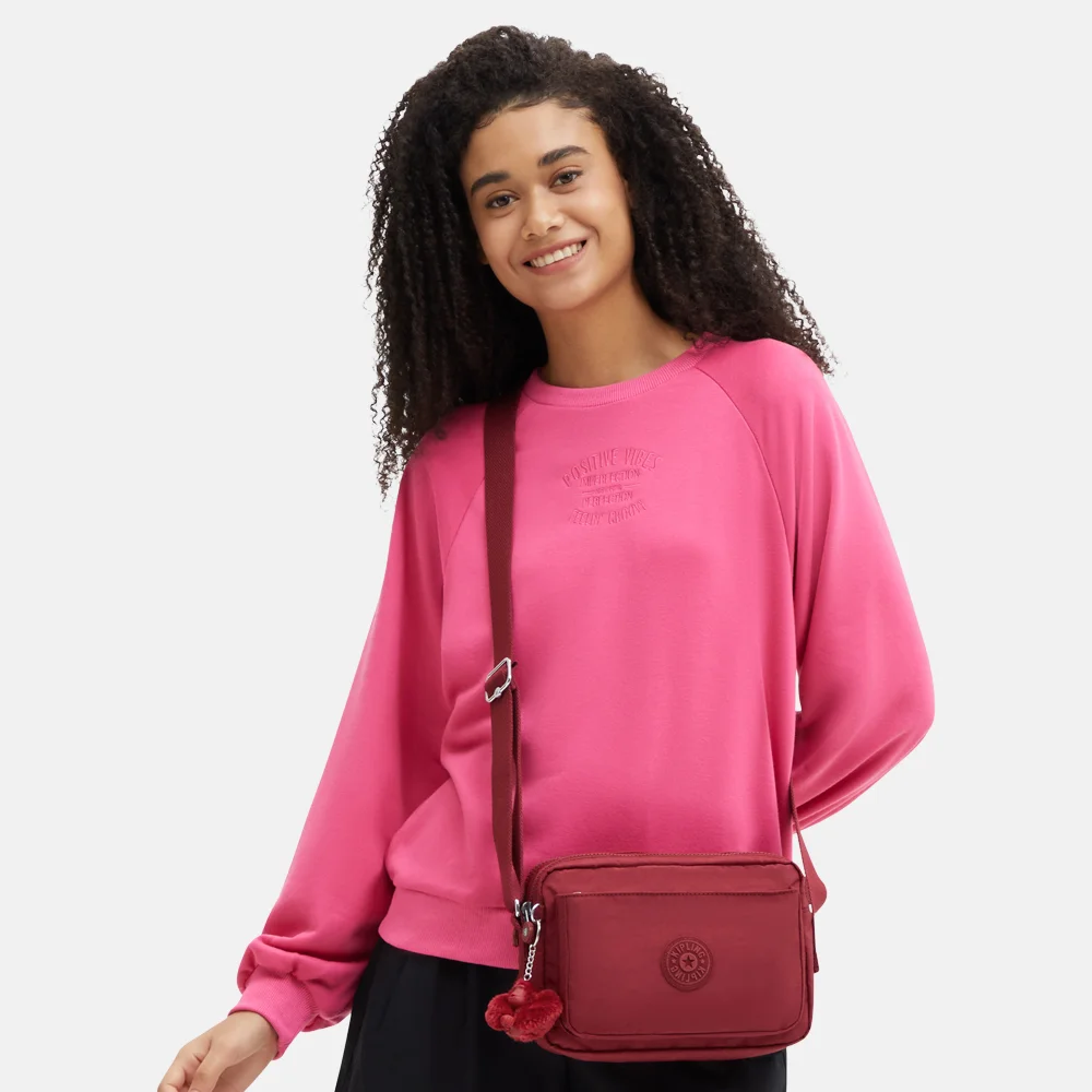 Kipling Abanu crossbody tas M funky red bij Duifhuizen