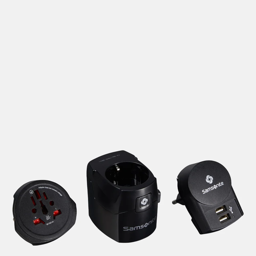 Samsonite World Adaptor Pro 3 + USB black bij Duifhuizen