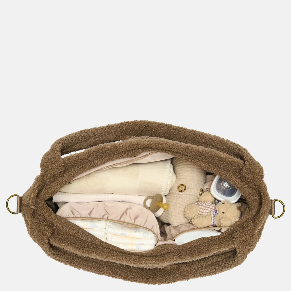 Studio Noos Diaper teddy mom bag luiertas brown bij Duifhuizen