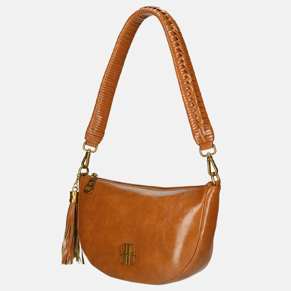 Laurent David crossbody tas vlechtband cognac bij Duifhuizen