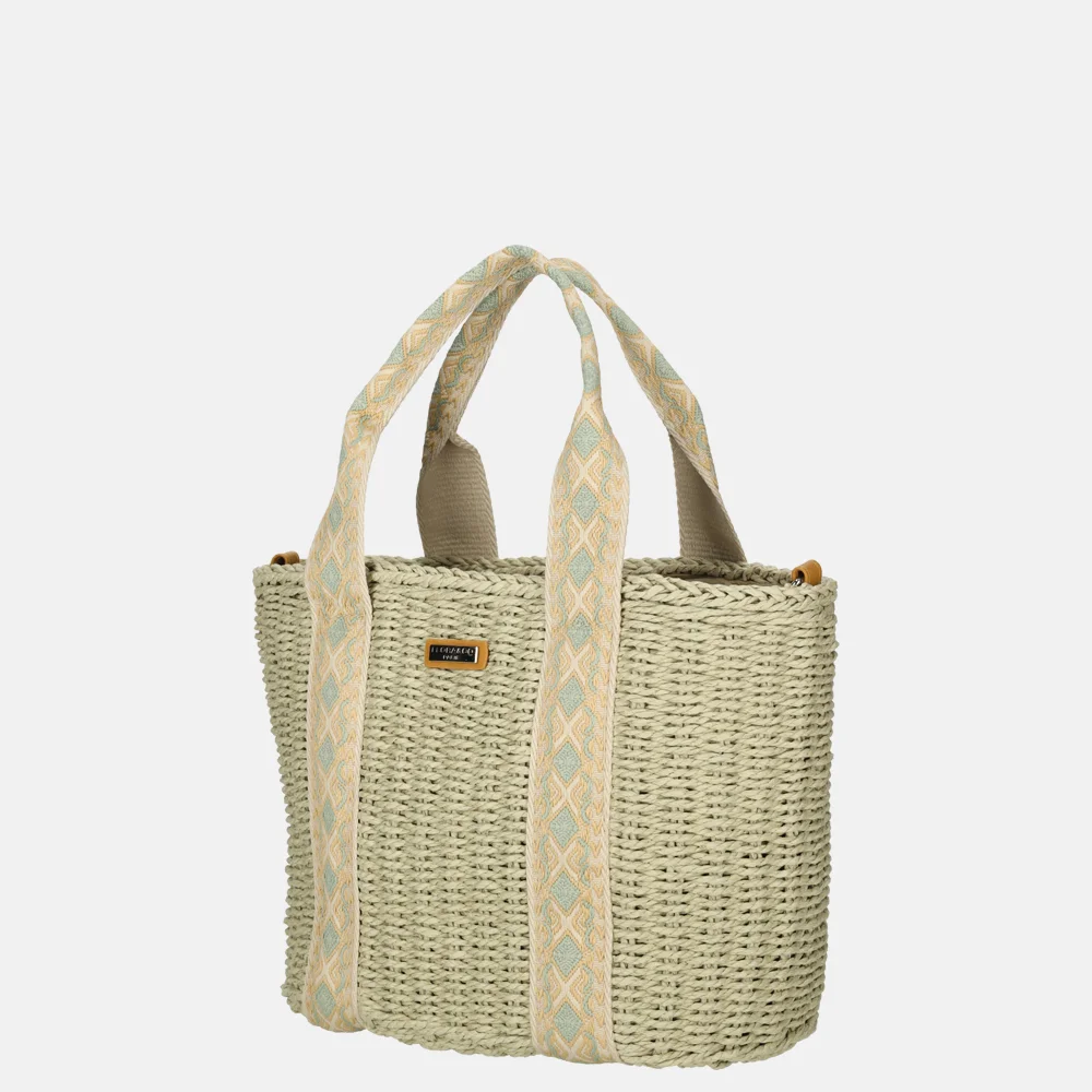 Flora & Co handtas riet light green bij Duifhuizen