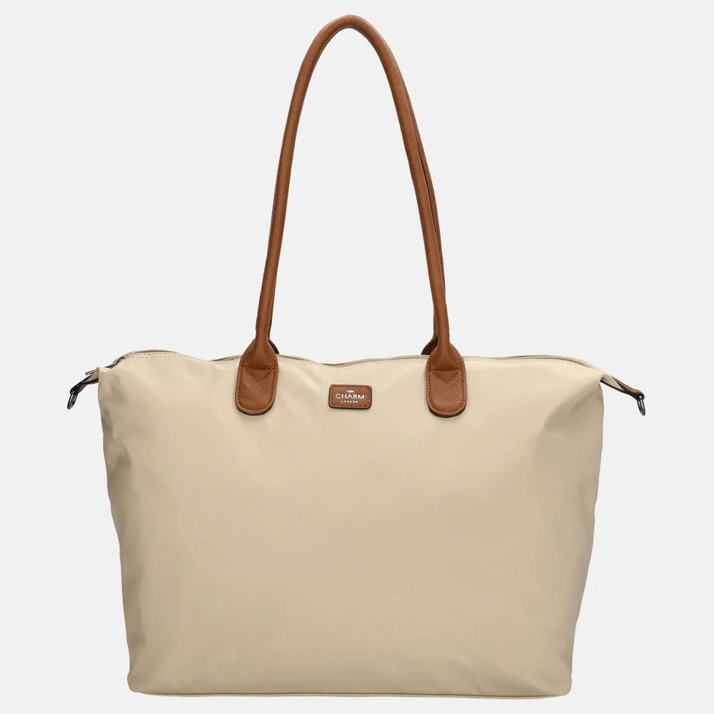 Charm London Buckingham shopper met 15.6 inch laptopvak L zand bij Duifhuizen