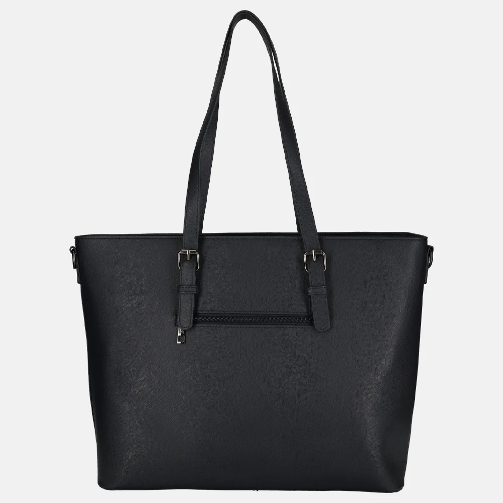 Duifhuizen Saffiano shopper met laptopvak L donker navy bij Duifhuizen