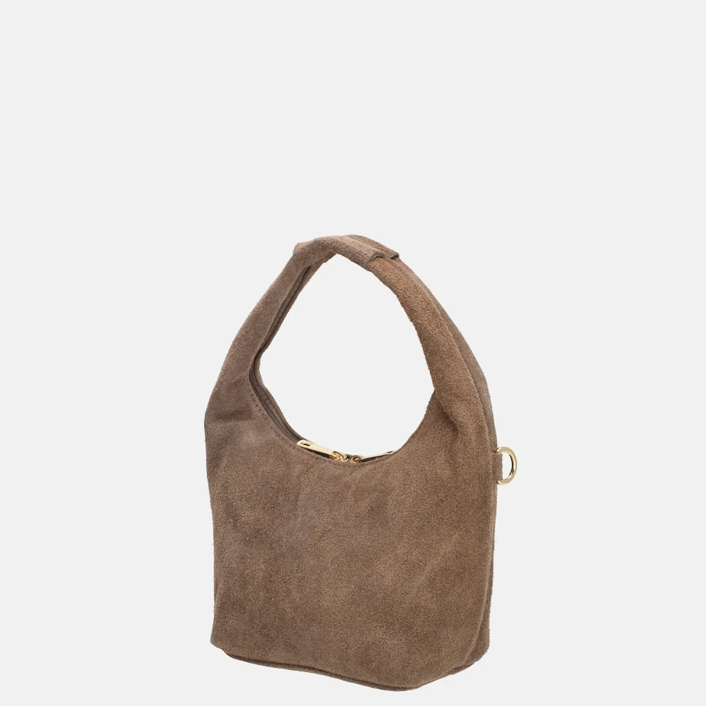 Charm London buideltas suede S donkertaupe bij Duifhuizen