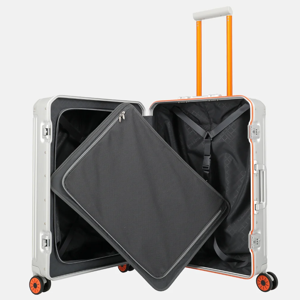 Travelite Next 2.0 reiskoffer 67 cm Limited Edition silver-orange bij Duifhuizen