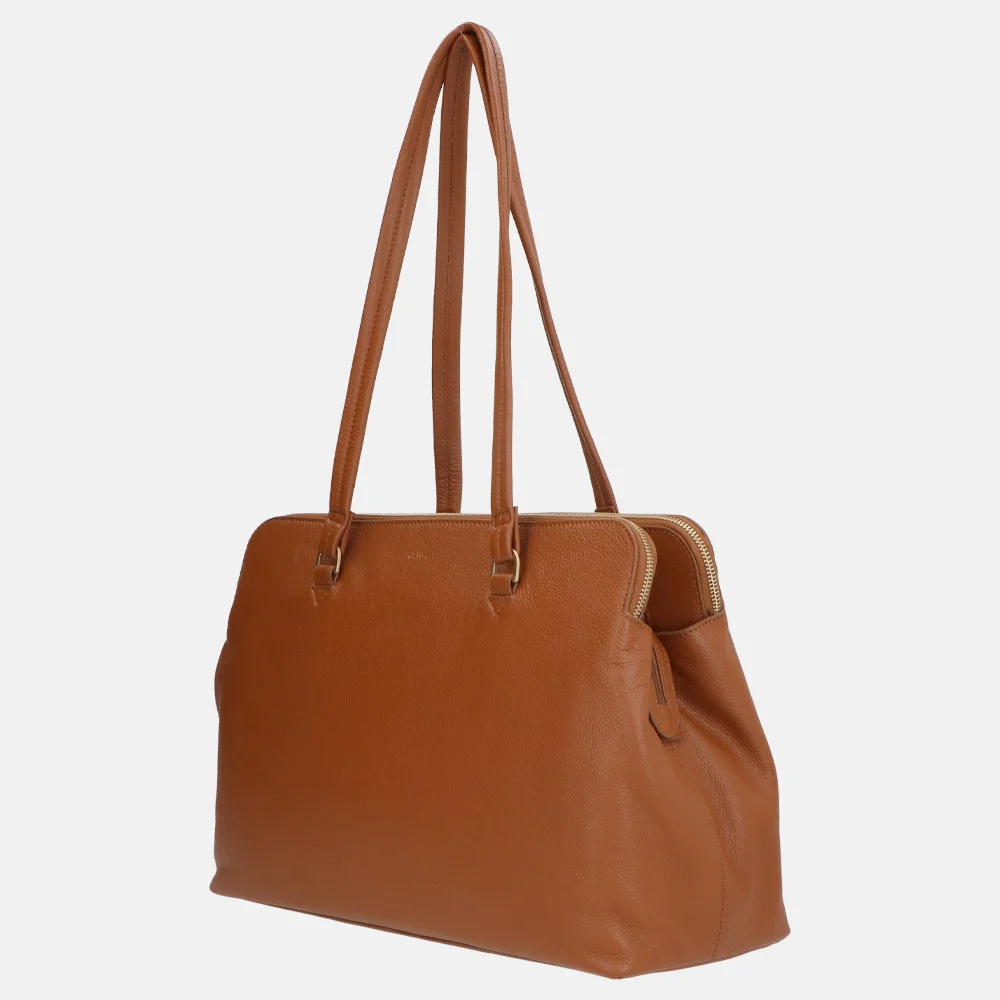 Loulou Essentiels Olivia shopper 15 inch cognac bij Duifhuizen