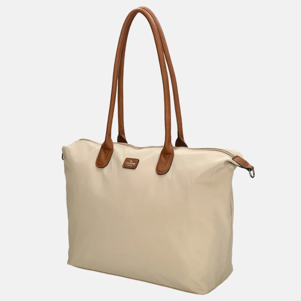 Charm London Buckingham shopper met 15.6 inch laptopvak L zand bij Duifhuizen