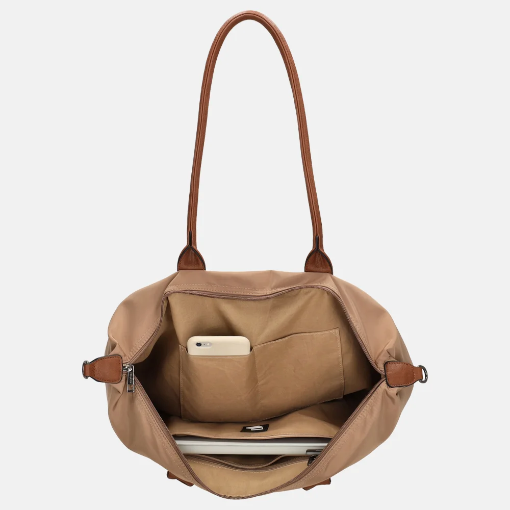 Charm London Buckingham shopper met 15.6 inch laptopvak L taupe bij Duifhuizen