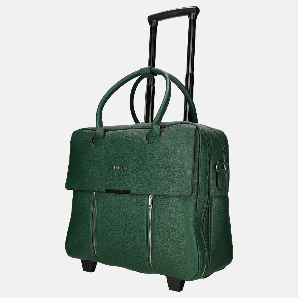 Olivia Lauren business trolley donker groen bij Duifhuizen