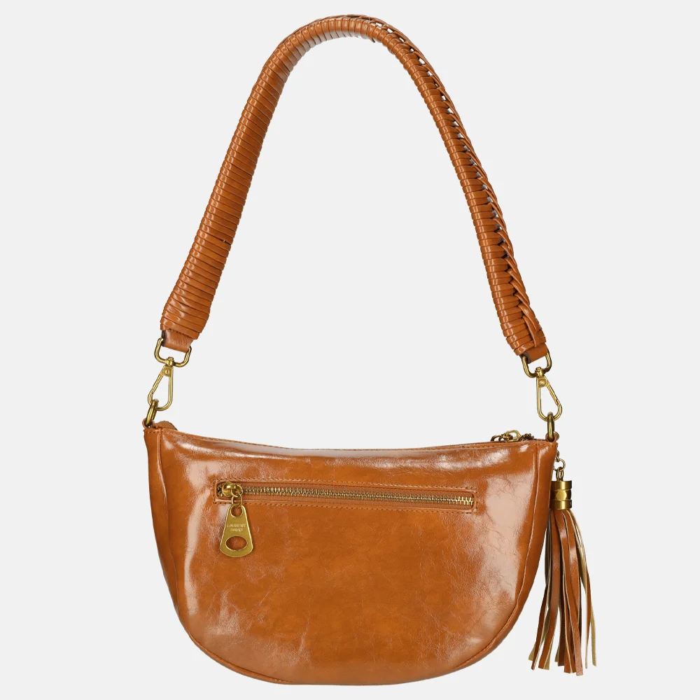 Laurent David crossbody tas vlechtband cognac bij Duifhuizen