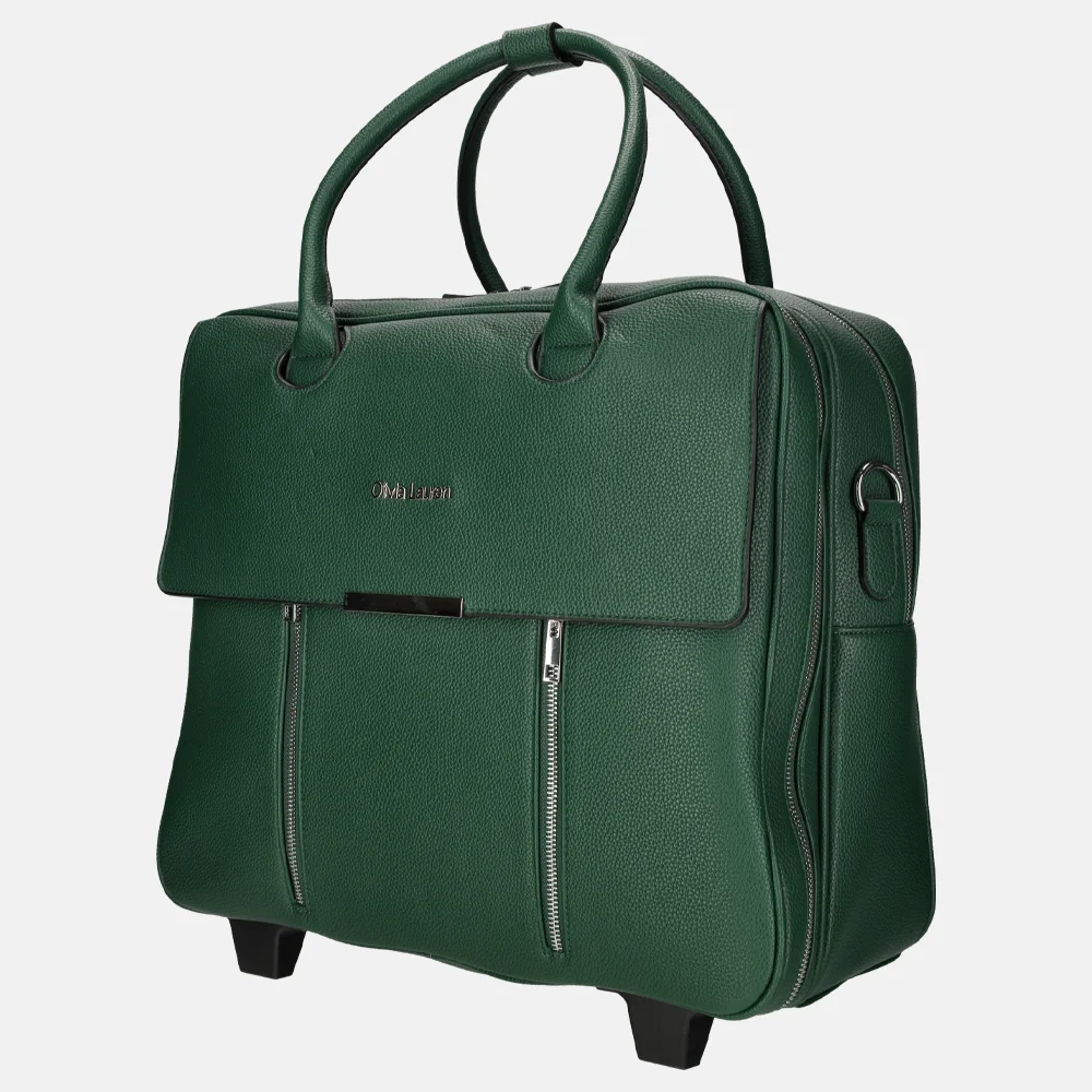 Olivia Lauren business trolley donker groen bij Duifhuizen