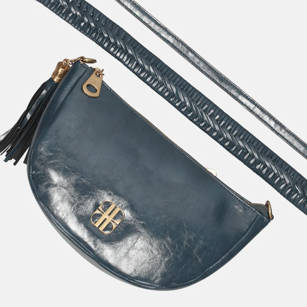 Laurent David crossbody tas vlechtband jeans bij Duifhuizen