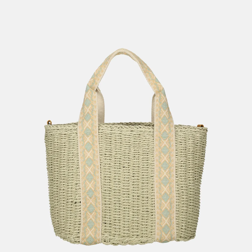 Flora & Co handtas riet light green bij Duifhuizen