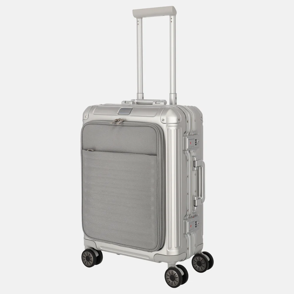 Travelite Next 2.0 Frontpocket handbagage koffer 55 cm silver bij Duifhuizen