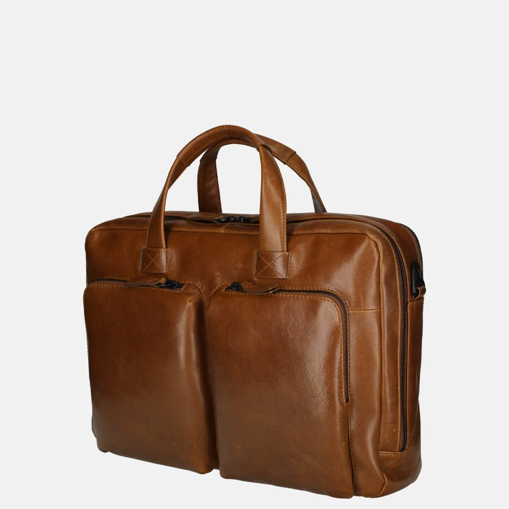 Leonhard Heyden Porto laptoptas 15 inch brown bij Duifhuizen