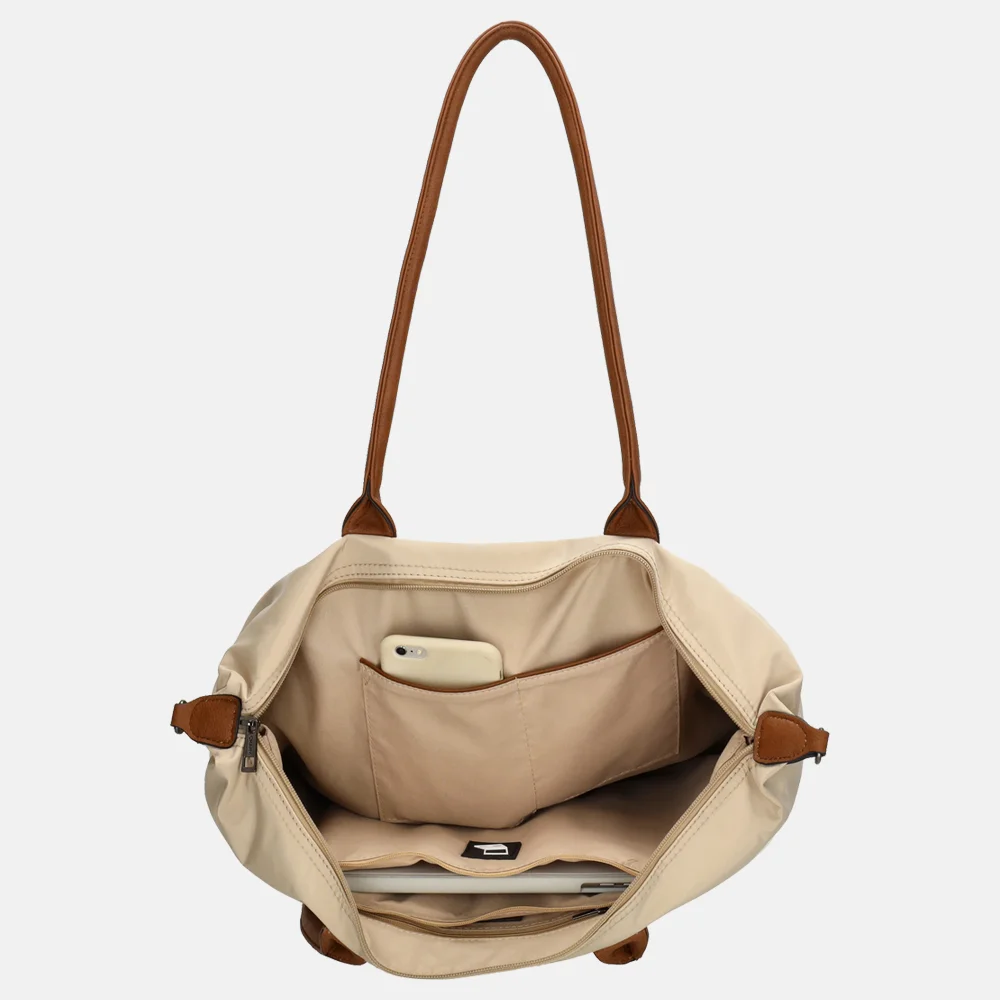 Charm London Buckingham shopper met 15.6 inch laptopvak L zand bij Duifhuizen