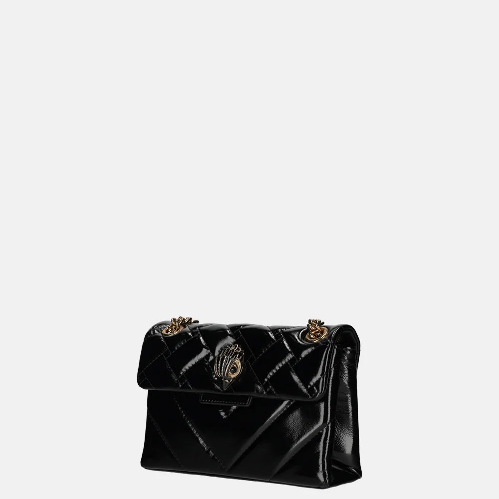 Kurt Geiger mini Kensington crossbody tas lak black bij Duifhuizen