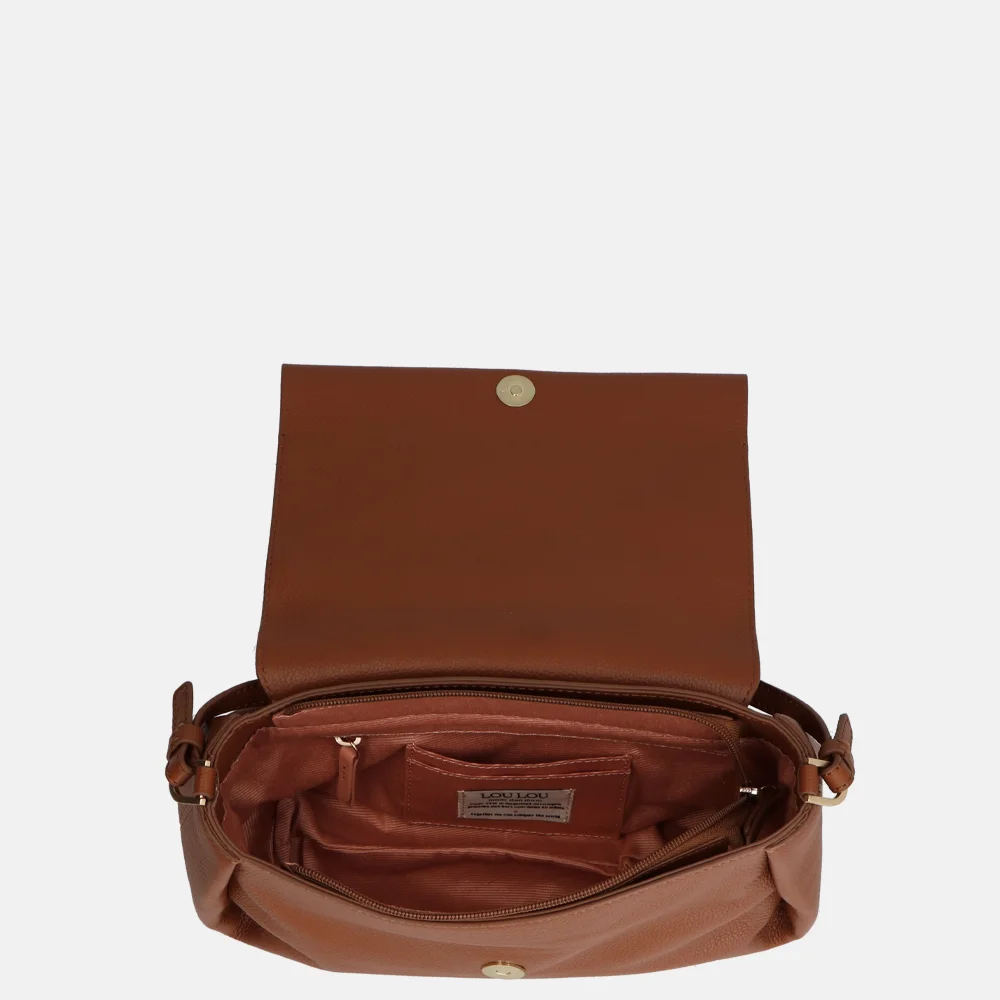 Loulou Essentiels Fleur crossbody tas cognac bij Duifhuizen