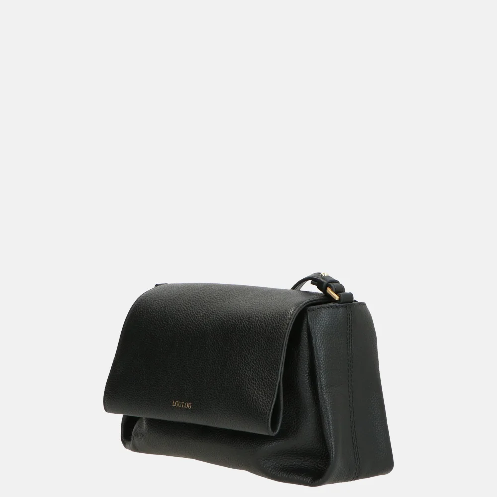 Loulou Essentiels Fleur crossbody tas black bij Duifhuizen