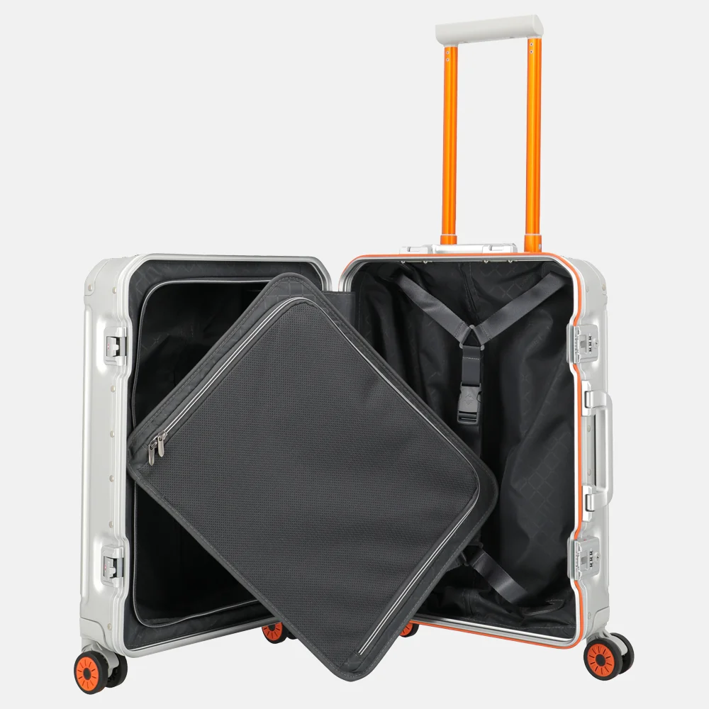 Travelite Next 2.0 handbagage koffer 55 cm Limited Edition silver-orange bij Duifhuizen