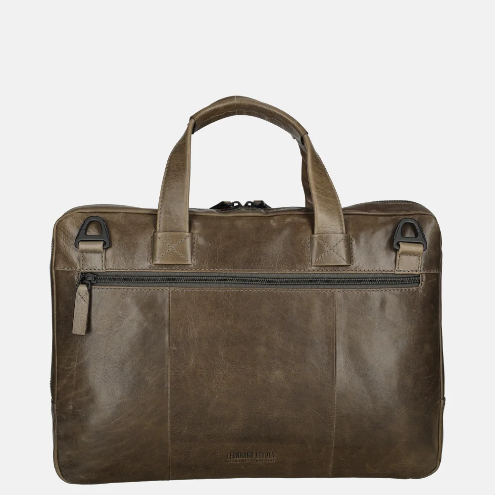 Leonhard Heyden Porto 14 inch laptoptas grey brown bij Duifhuizen