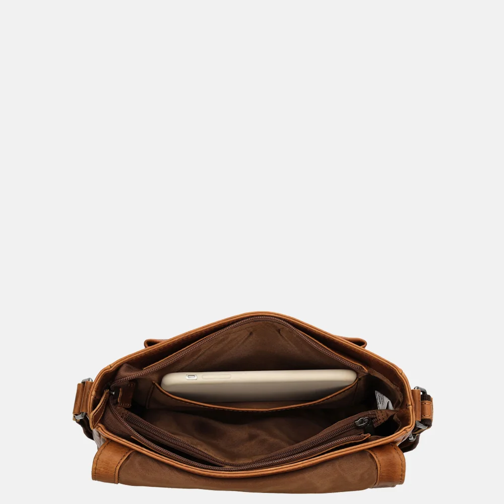 Hide & Stitches crossbody tas cognac bij Duifhuizen