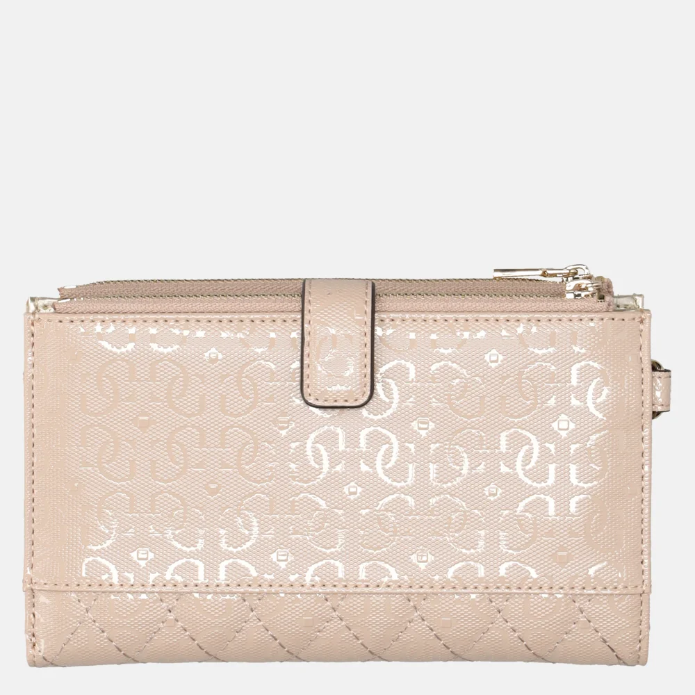 Guess Yarmilla zip organizer portemonnee taupe bij Duifhuizen