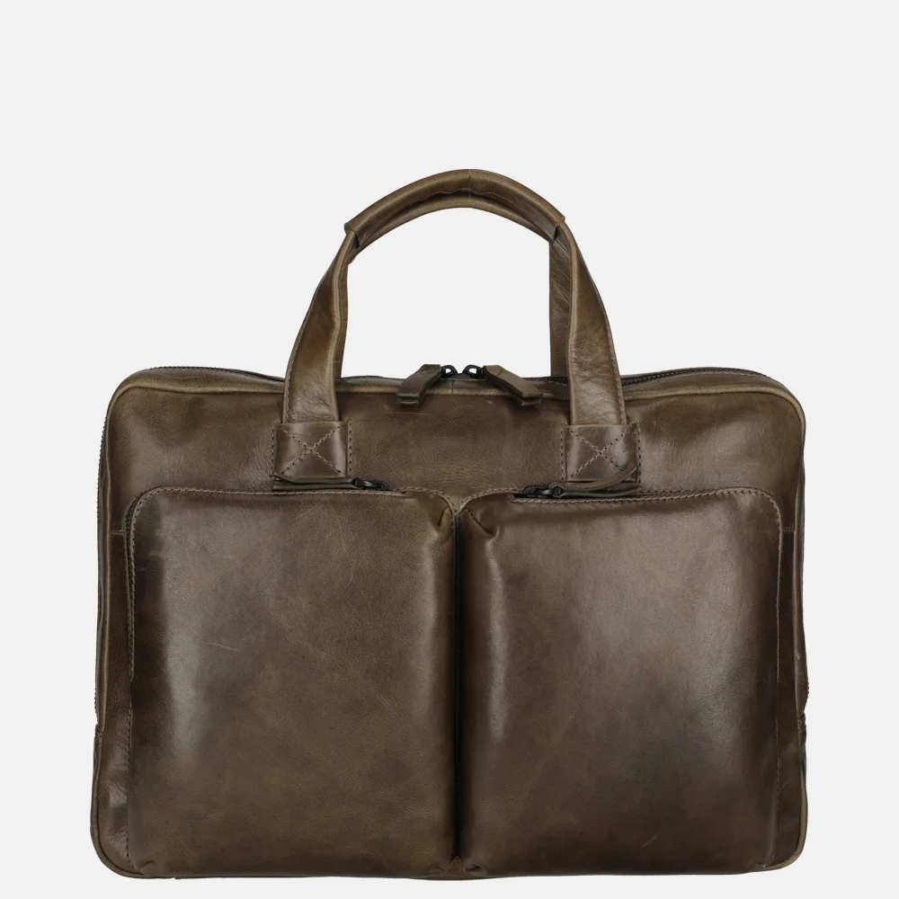 Leonhard Heyden Porto 14 inch laptoptas grey brown bij Duifhuizen